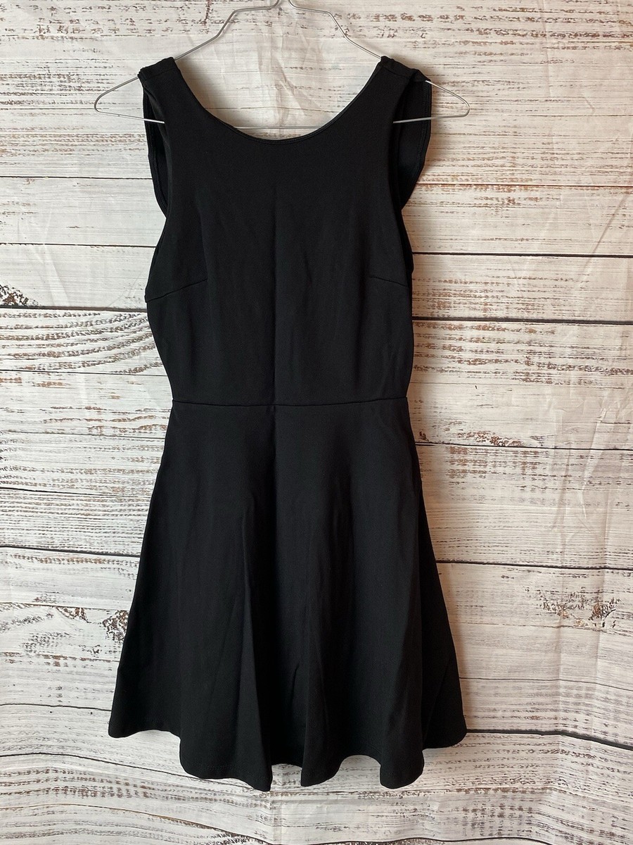 LULUS Skater Dress Size XS Black Mini Ruffled Back Sleeveless