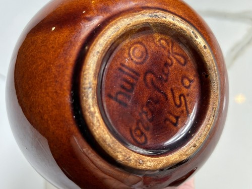 Vintage Hull Pottery Brown Drip Ball Shaped Teapot 7” With Lid Oven Proof USA - Picture 10 of 12