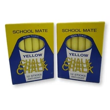 Vintage School Mate Yellow Chalk 2 Boxes 48 Sticks Non-Toxic Low Dust