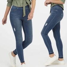 Spanx High Rise Tummy Control Released Hem Distressed Denim Jeans - Size M