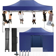 10x15ft Heavy Duty Pop up Canopy with 4 Sidewalls Commercial Outdoor Party Tent