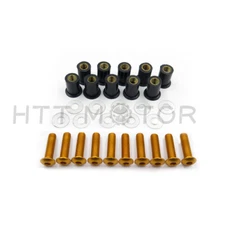 10pcs Motorcycle Windshield Windscreen Bolt Kit Well Nuts / Bolts / Washer Gold