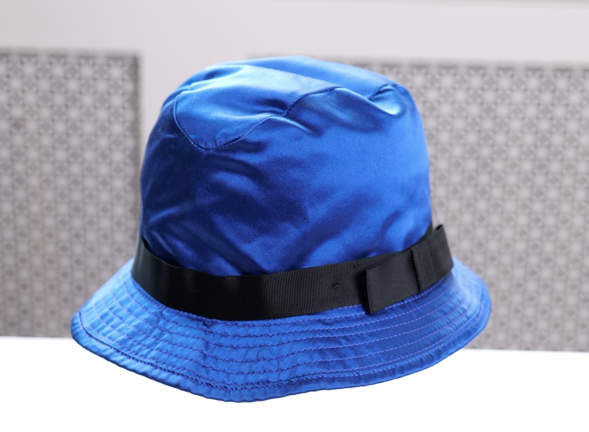 Dolce Gabbana Blue Vintage 100% Silk Bucket Hat (Size M)