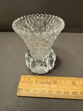 SMALL FLUTED CRYSTAL TRUMPET BUD VASE TOOTHPICK HOLDER VINTAGE GLASS