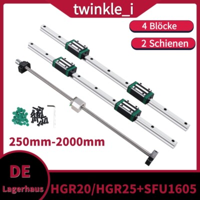 HGR20/25 Linearführung Linearschiene HGH20/25CA+SFU1605 Kugelumlaufspindel Kit