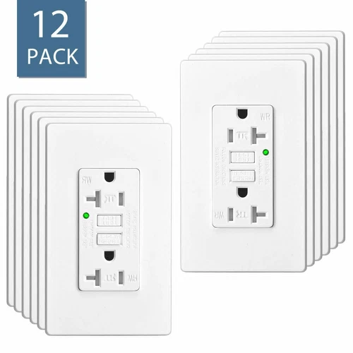GFI GFCI Outlet 20 Amp Duplex Receptacle TR WR LED Indicator Commercial Use × 12