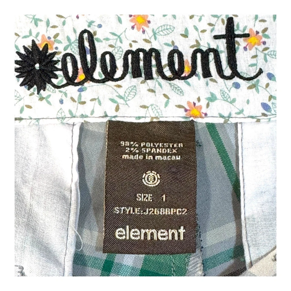 Element Plaid Bermuda Skateboarding Shorts Y2K 90’s Grunge Size 1 Blue Green - Image 4 of 4