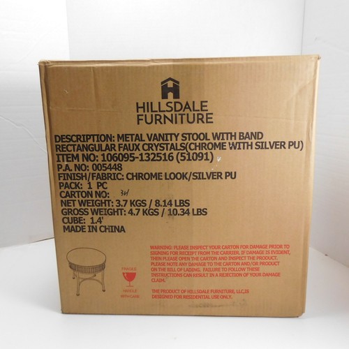 Hillsdale Furniture Glam Backless Diamond Band Vanity Stool Chrome - Picture 5 of 7