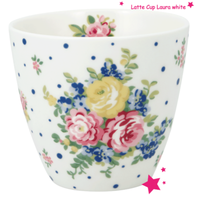 Greengate Latte Cup Laura White Becher Shabby Vintage Landhaus Blumen Tasse