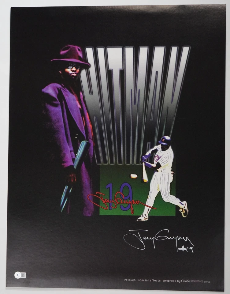 Tony Gwynn Signed 19.5x25.5 Hitman Poster BAS COA Padres SDSU Aztecs Autograph - Image 4 of 4