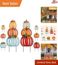 Weather-Resistant 34" Pumpkin Yard Stakes - Unique Thanksgiving Decorations