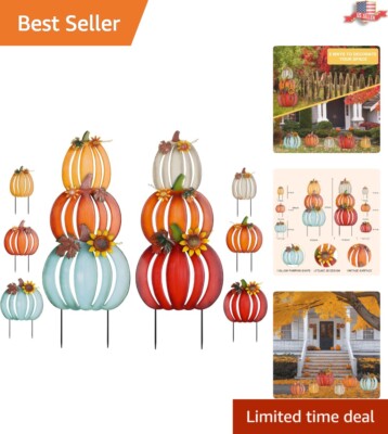 Weather-Resistant 34'' Pumpkin Yard Stakes - Unique Thanksgiving Decorations