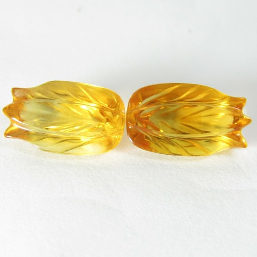 8,19 Karat 100 % natürlich echt 13,7 x 8 mm Citrin Schnitzen passendes Paar Ref VEDIO - Bild 3 von 5