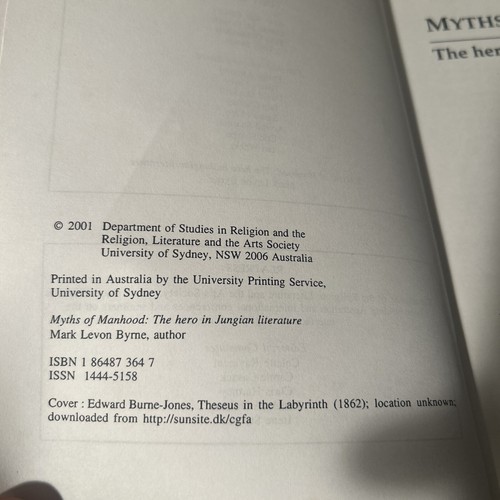 Myths Of Manhood. The Hero In Jungian Literature. Mark Levon Byrne PB (R4.3) - Picture 4 of 9