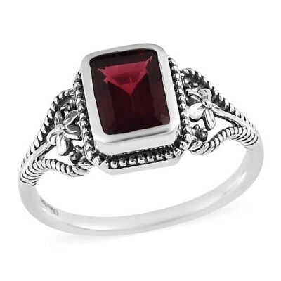 Artisan Crafted Premium Tanzanian Wine Garnet Solitaire Ring SS 2.00 ctw Size 9