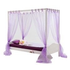 Himmelbett Kinderbett Mädchenbett 90x200 cm Kiefer massiv weiss lackiert