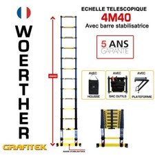 Echelle télescopique  4,40m Woerther  avec housse, sac à outils et plateforme