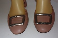 Mules Pointues En Cuir Ajouré Rose Clair SPIRAL - Taille 37 - Très Bon état - Escarpins Confort été