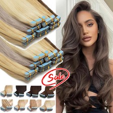 80PCS 200G Thick Tape In Remy 100 Real Human Hair Extensions Skin Weft BLONDE a