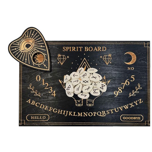 Wooden Vintage Ouija Board & Planchette Handmade Flame Hand Spirit Board 30*20cm - Picture 6 of 11
