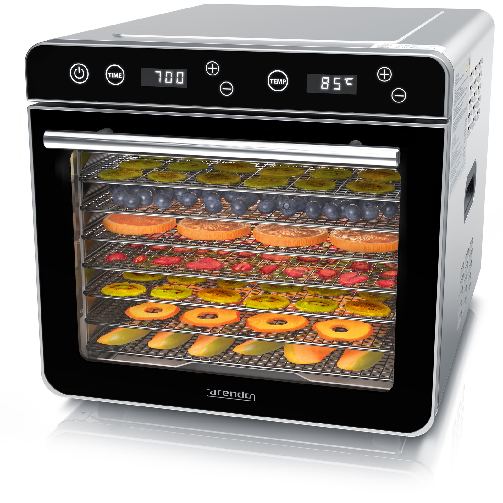Arendo Dörrautomat, 8 Dörrfächer, Edelstahl, 35°C bis 85°C