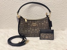 Bundle Set Coach Teri Shoulder Bag Signature Jacquard  Coach Slim Id Card Case