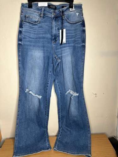 Jeans JUDY BLUE desgastados tiro alto control abdomen pierna recta 16 W nuevos con etiquetas - Imagen 3 de 10