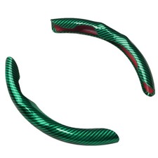 2pcs Carbon Fiber Car Steering Wheel Cover Non-slip Universal For 14.5-15 Inchs