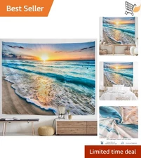 Beach Tapestry Wall Hanging Ocean Sunset Sea Wave Landscape Decor Bedroom