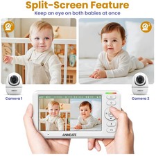 Split-Screen Baby Monitor with 2 Cameras