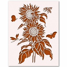 Sunflower Butterfly Stencil - Bees Honey Floral Garden Art 10 Mil Mylar Template