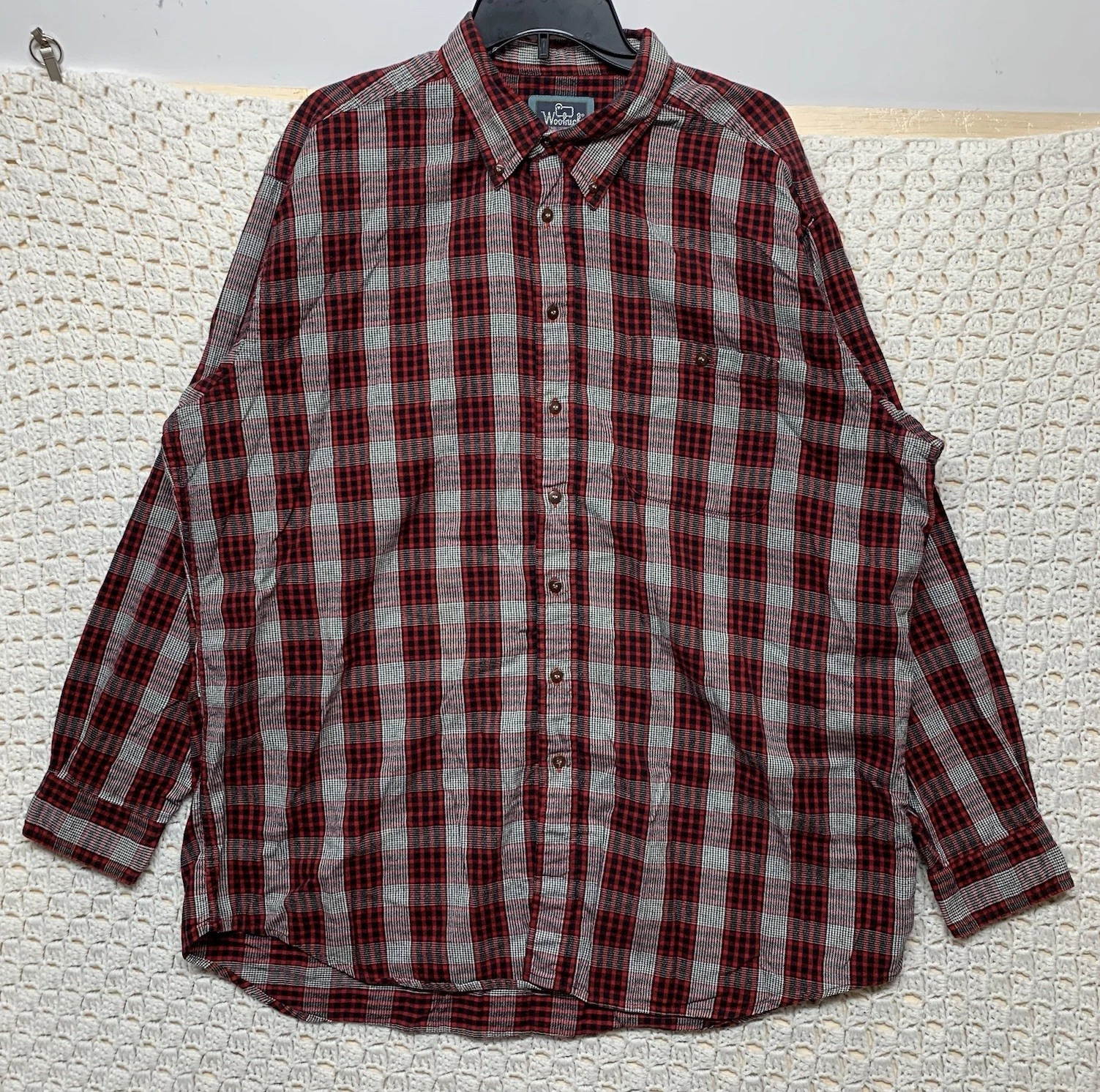 Woolrich Shirt Mens 2XL Red Plaid Flannel Outdoors Hiking Workwear Button Down