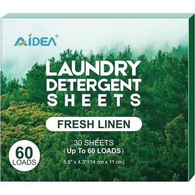Eco-Friendly Laundry Detergent Sheets Fresh Linen Scent 60 Loads 30 Sheets No