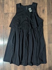 Torrid Women's Plus Black Tiered Classic Black Midi Flowy Flared Dress Sz 24 NWT