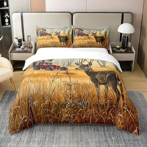 jejeloiu Cute Deer Bedding Cotton Duvet Cover Set for Bedroom Full, Multi 21 