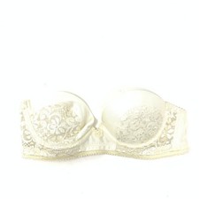 Vintage Carnival Bra Women's Sz 32B Strapless Cream Lace Lightly Lined
