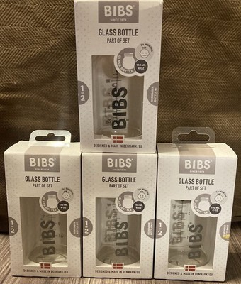 4 Lot BIBS Baby Glass Bottles, 110 ml (4 oz) size. Chemical Free.