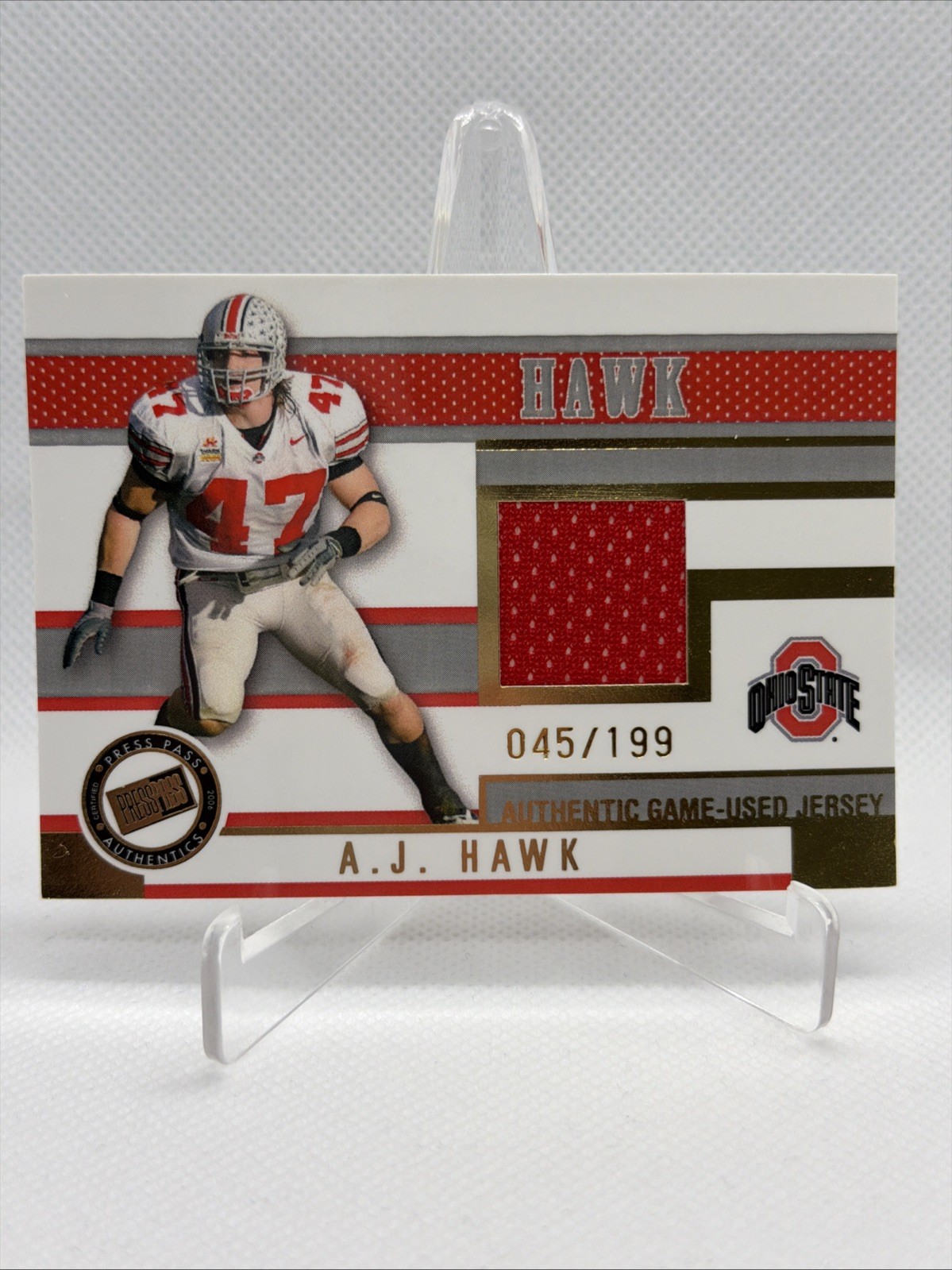AJ Hawk Press Pass Se Game Jersey #JCAH Jersey Game