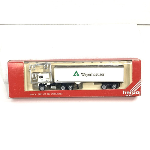 Tractor y remolque Weyerhauser Promotex Herpa #6123 escala HO 1:87 NUEVO EN CAJA | Zustand: New