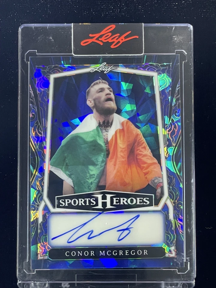 2025 Листовой Металл Спортивные Герои Конор Макгрегор Синий Кристалл Голографический С АВТОГРАФОМ /4 РЕДКИЙ - Изображение 4 из 4