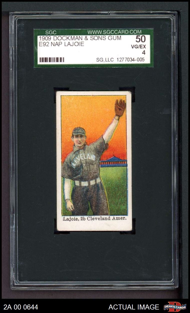 1909 E92 Dockman Nap Lajoie Indians HOF SGC 4 - VG/EX