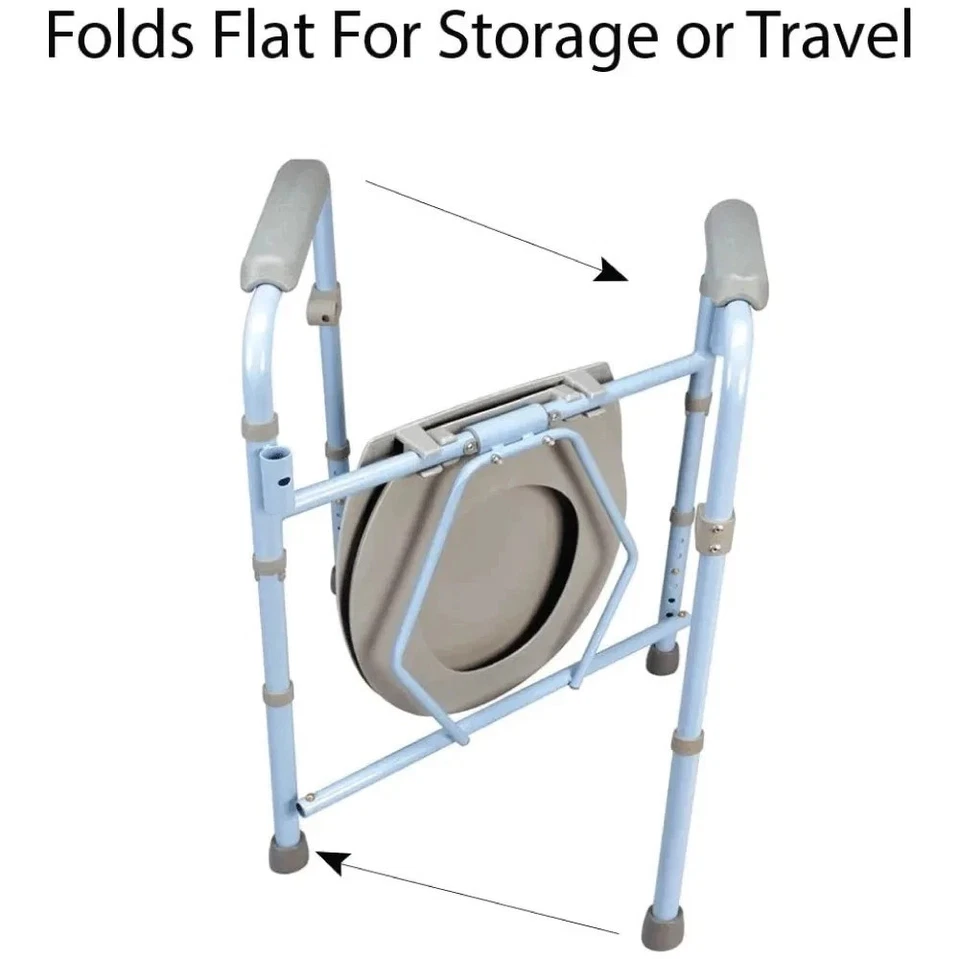 Carex 3-in-1 Deluxe Folding Bedside Commode Portable Toilet Safety Frame Raised - Image 3 of 4