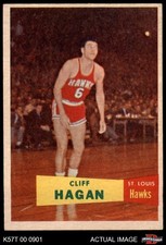 1957 Topps #37 Cliff Hagan Hawks RC HOF Kentucky  5 - EX