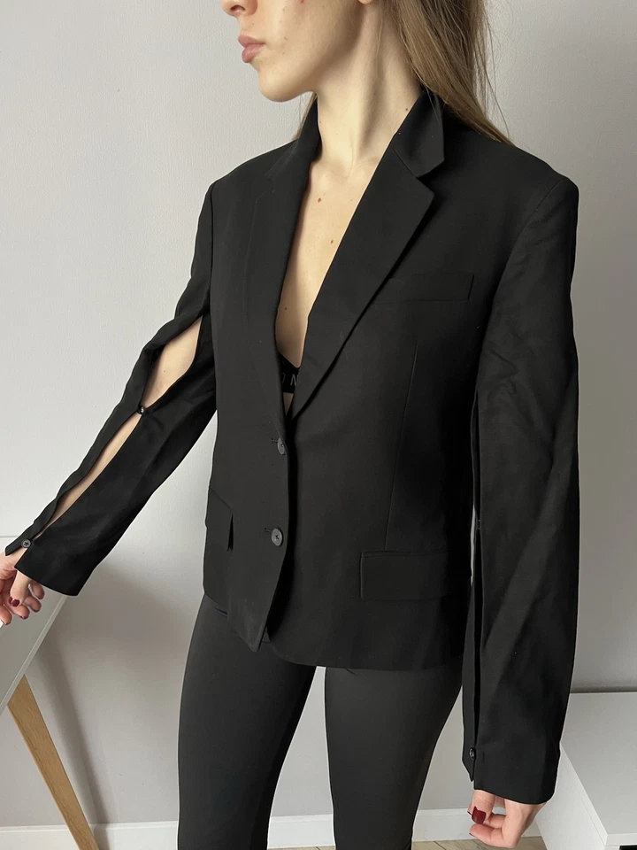 Jil Sander черный укороченный блейзер куртка минималист дизайнер сделано в Италии женщин - Изображение 3 из 4