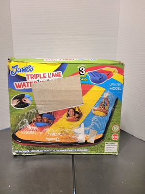 #ad Jambo Triple Water Slide with 3 Bodyboards 16Ft Heavy Duty Splash and Slide $29.99