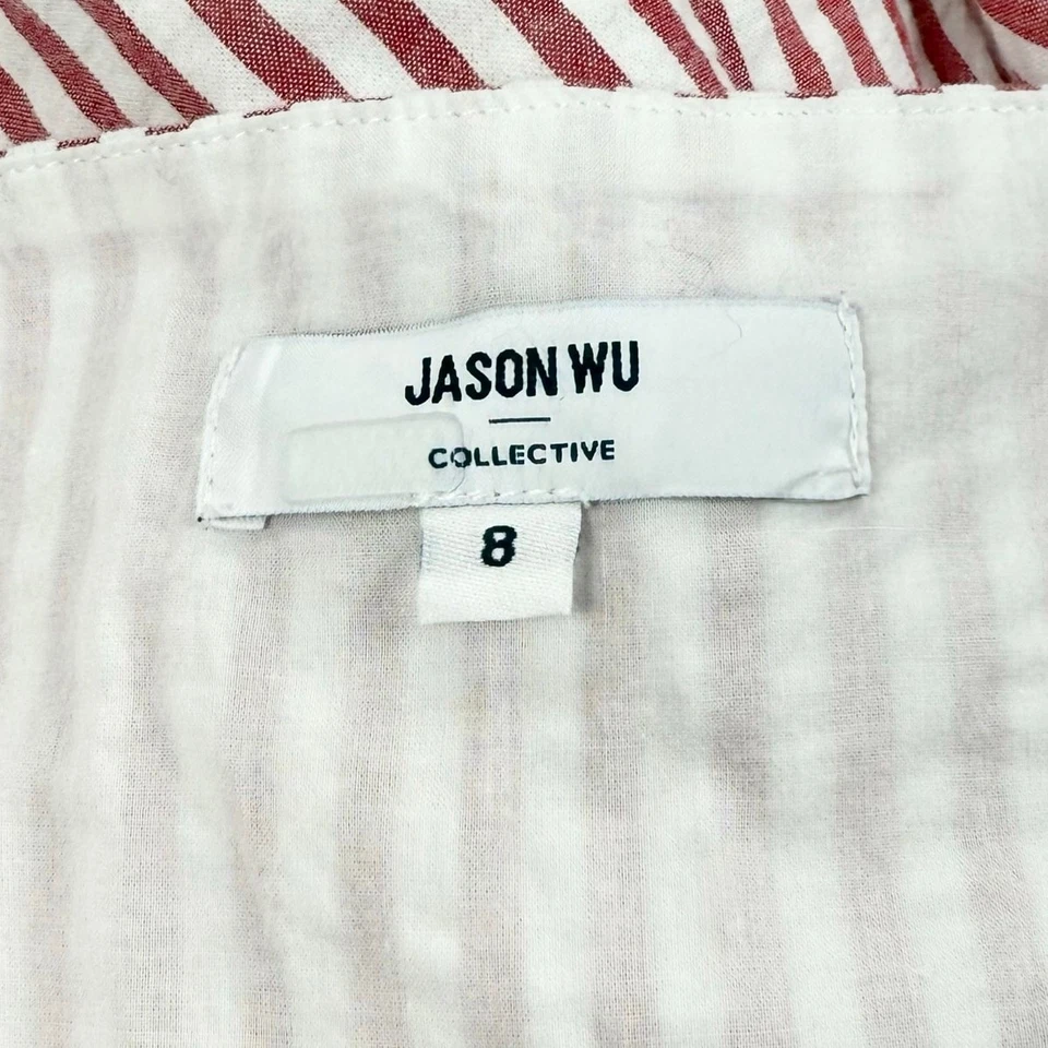 Jason Wu x RTR Women's Stripe Tie Front Dress Size 8 Red White Stripe - Image 4 of 4