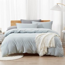 Duvet Cover Queen,Washed Microfiber Cornflower Blue Queen Size Duvet Cover