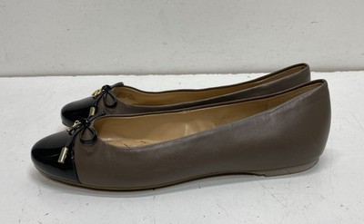 Michael Kors Brown Black Leather Cap Toe Bow Ballet Flats Women's Size 8M