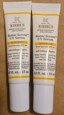 2pc Kiehl's Better Screen UV Serum 0.5 oz Each SPF 50+ Collagen Peptide NEW woBx