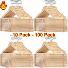 Wooden Hangers Pack of 20  50  100 Suit Hangers Premium Natural Finish Home US